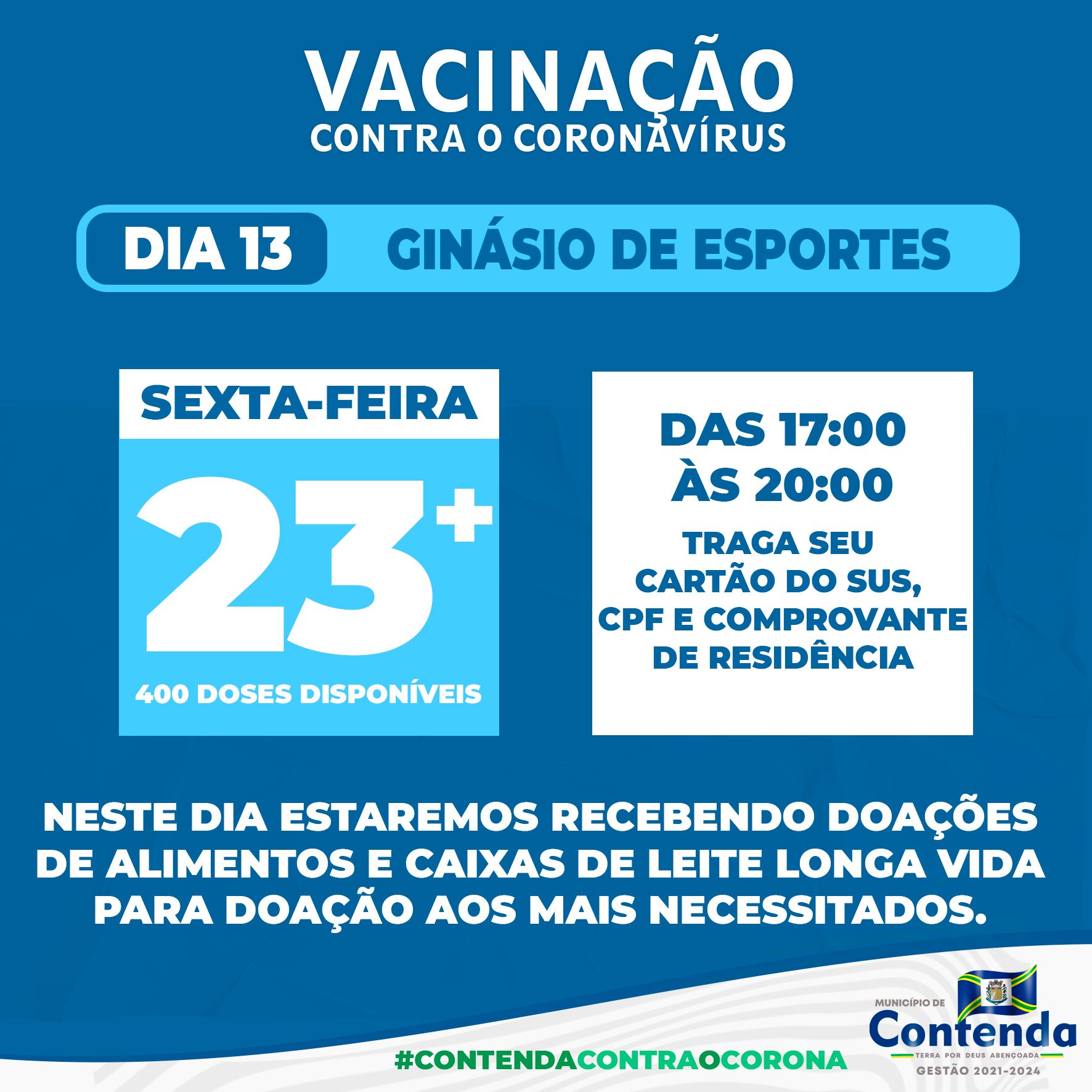 Vacinação Covid-19!! 23 anos ou mais!!!