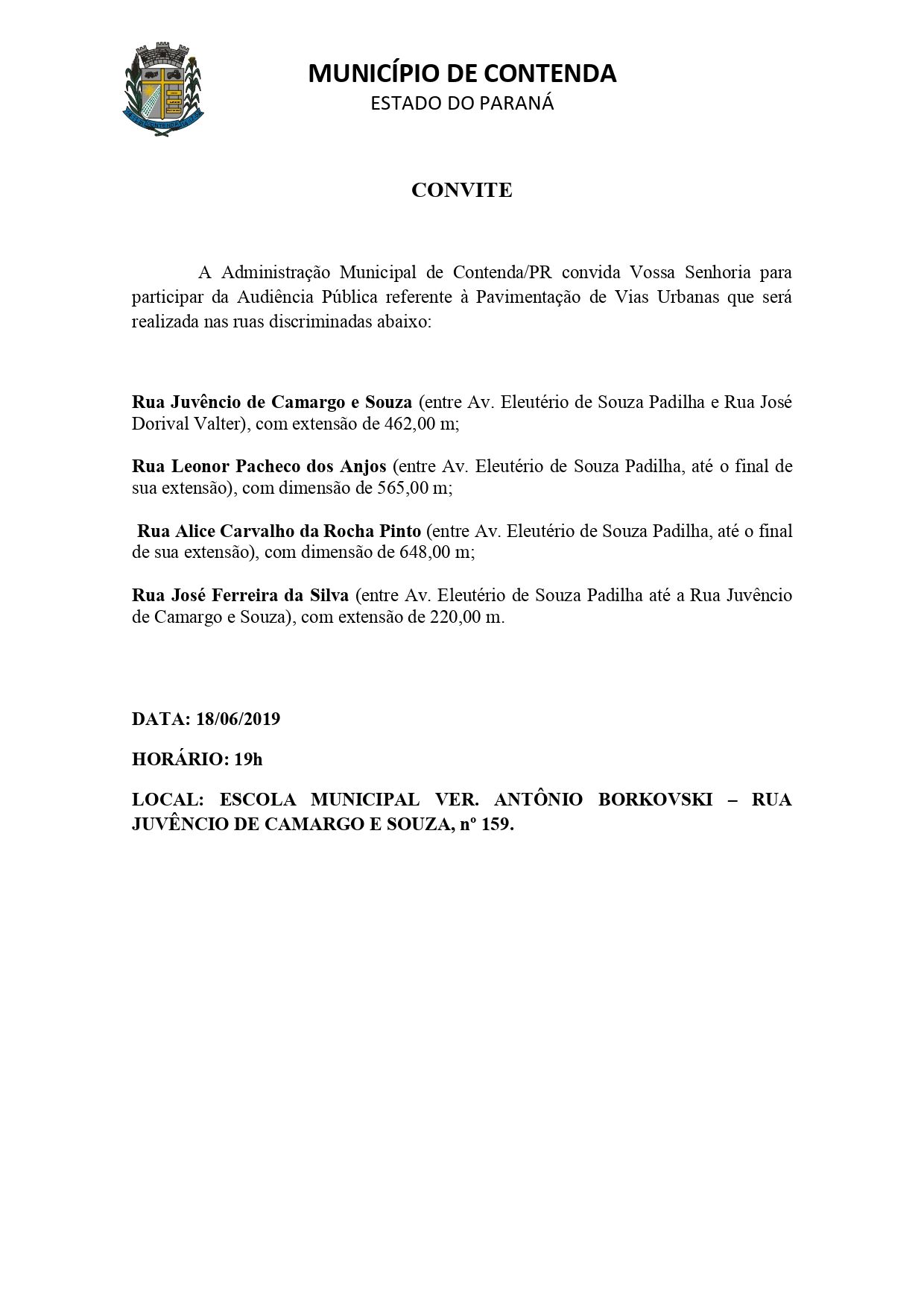 CONVITE AUDIÊNCIA PÚBLICA