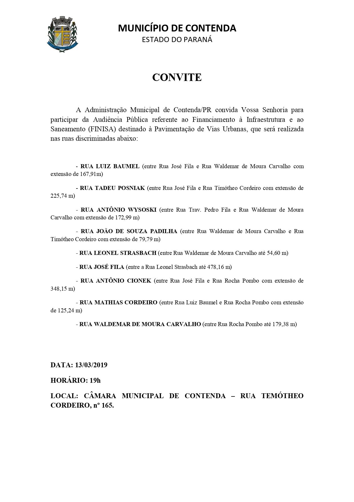 PREFEITURA REALIZARÁ AUDIÊNCIA PÚBLICA