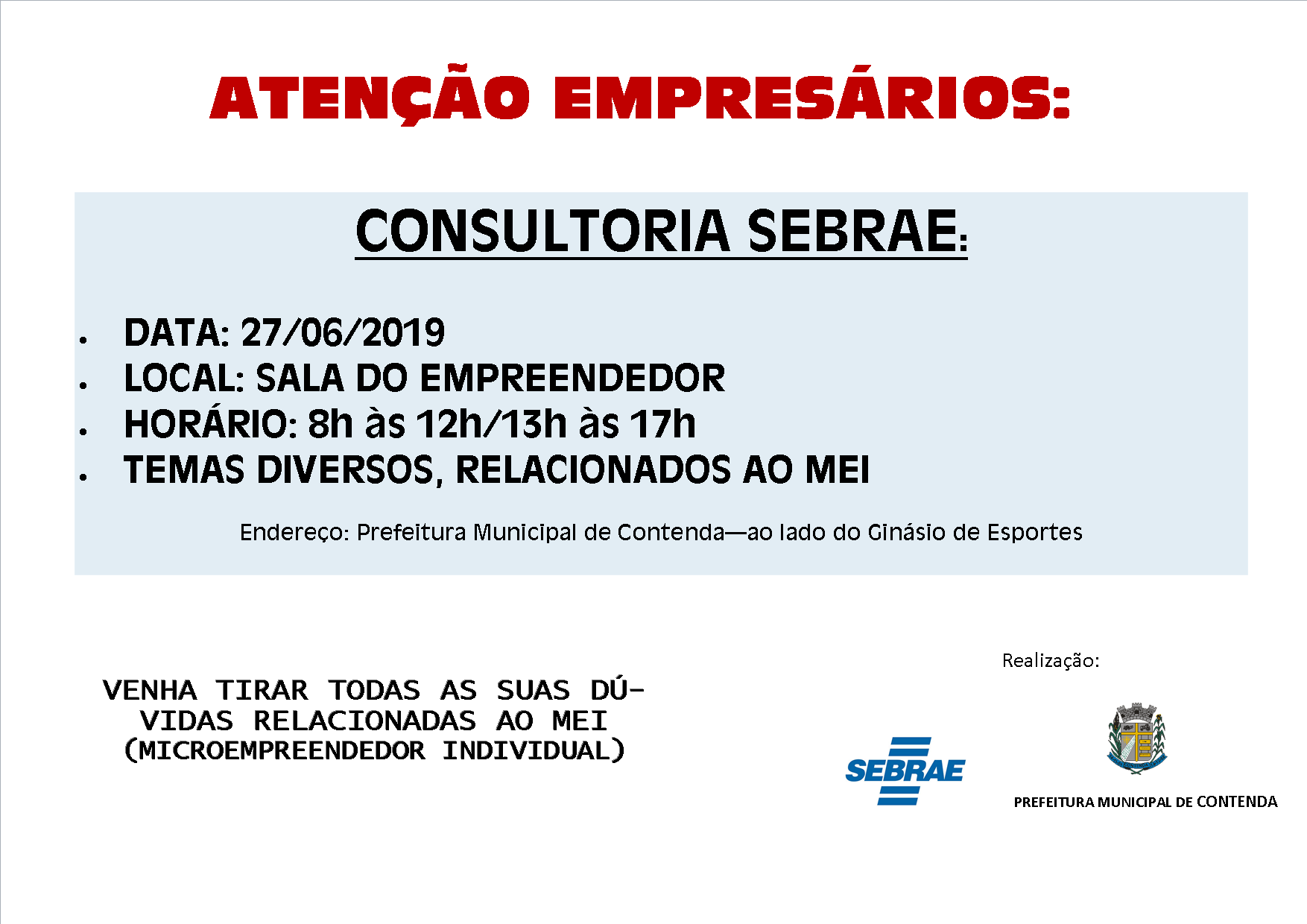 CONSULTORIA FINANCEIRA SEBRAE SALA DE EMPREENDEDOR