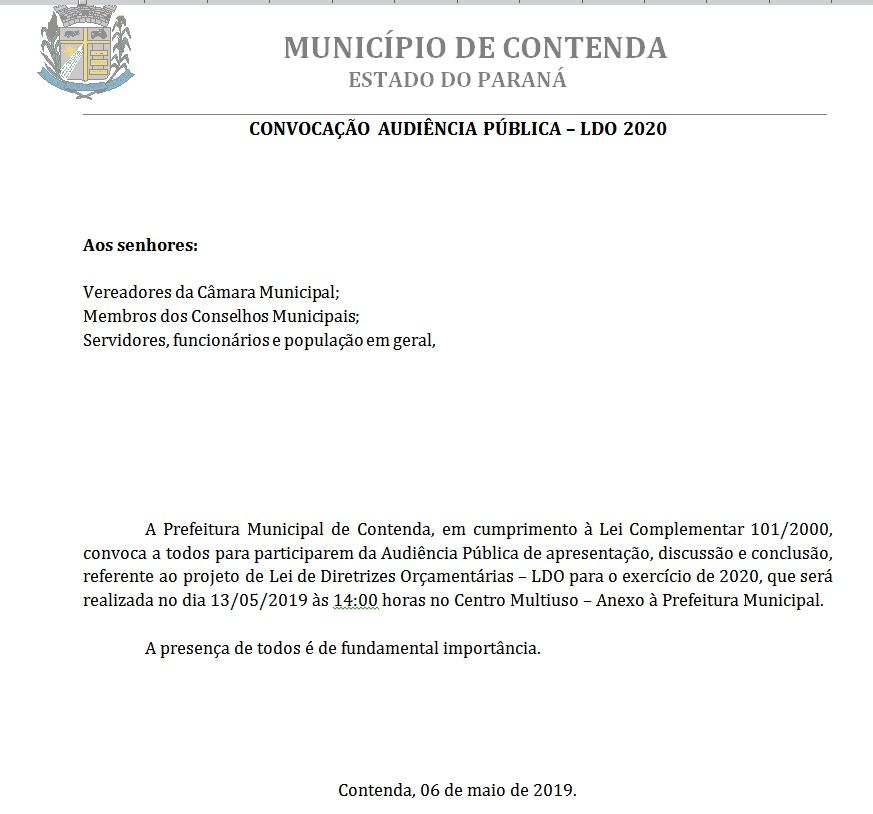 AUDIÊNCIA PÚBLICA LDO 2020