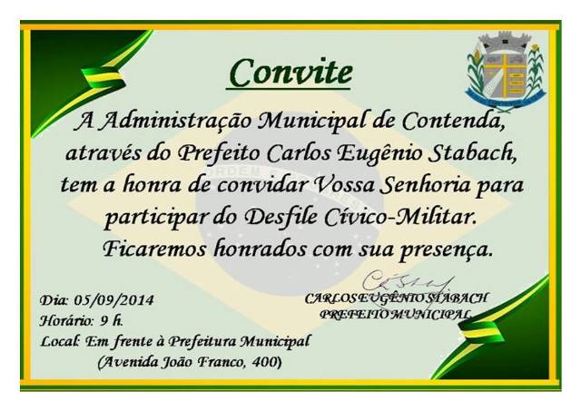 Convite ao Desfile Cívico-Militar 2014