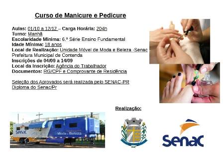 Curso de Manicure e Pedicure - Senac - Inscrições Abertas
