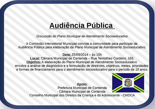 Audiência Pública Discussão do Plano Municipal de Atendimento Socioeducativo