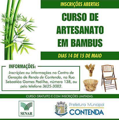 Contenda abre inscrições para o Curso de Artesanato em Bambus